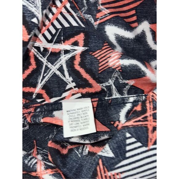 Edgar + Ash Mens M Stars Patriotic Button Up Short Sleeve Shirt Blue Orange New - Picture 6 of 8